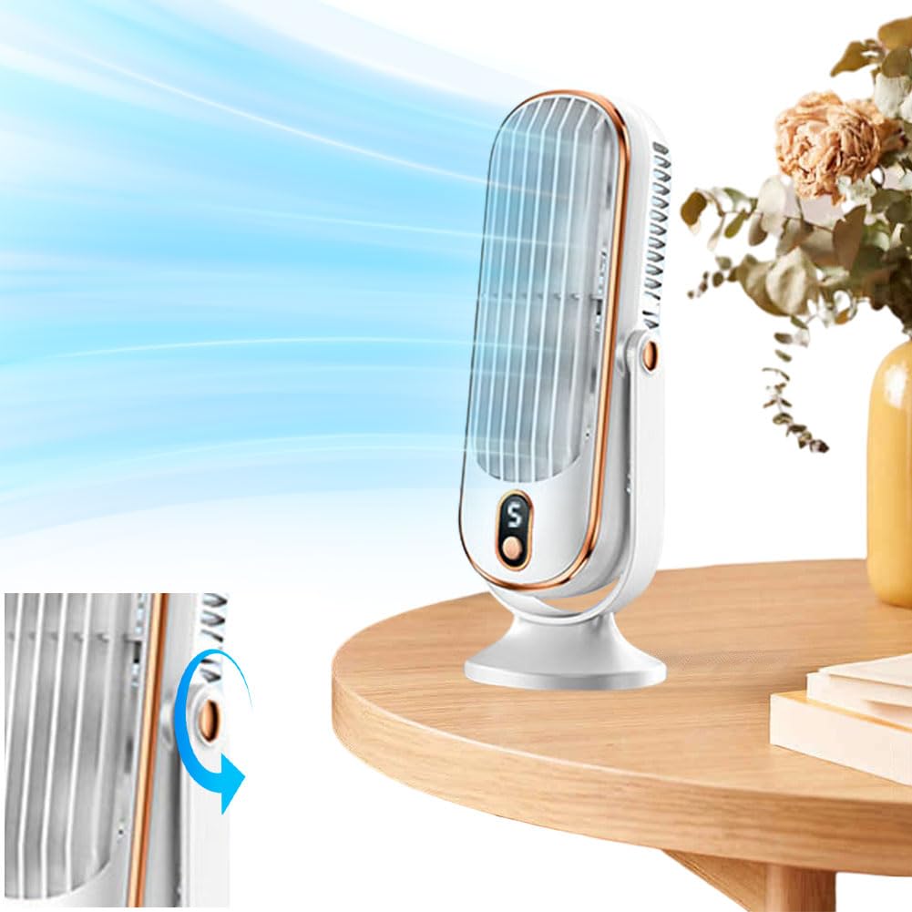 HatLeb Portable Desktop Fan 5 Speeds Quiet Desk Cooling Fan for Bedroom Office (White)