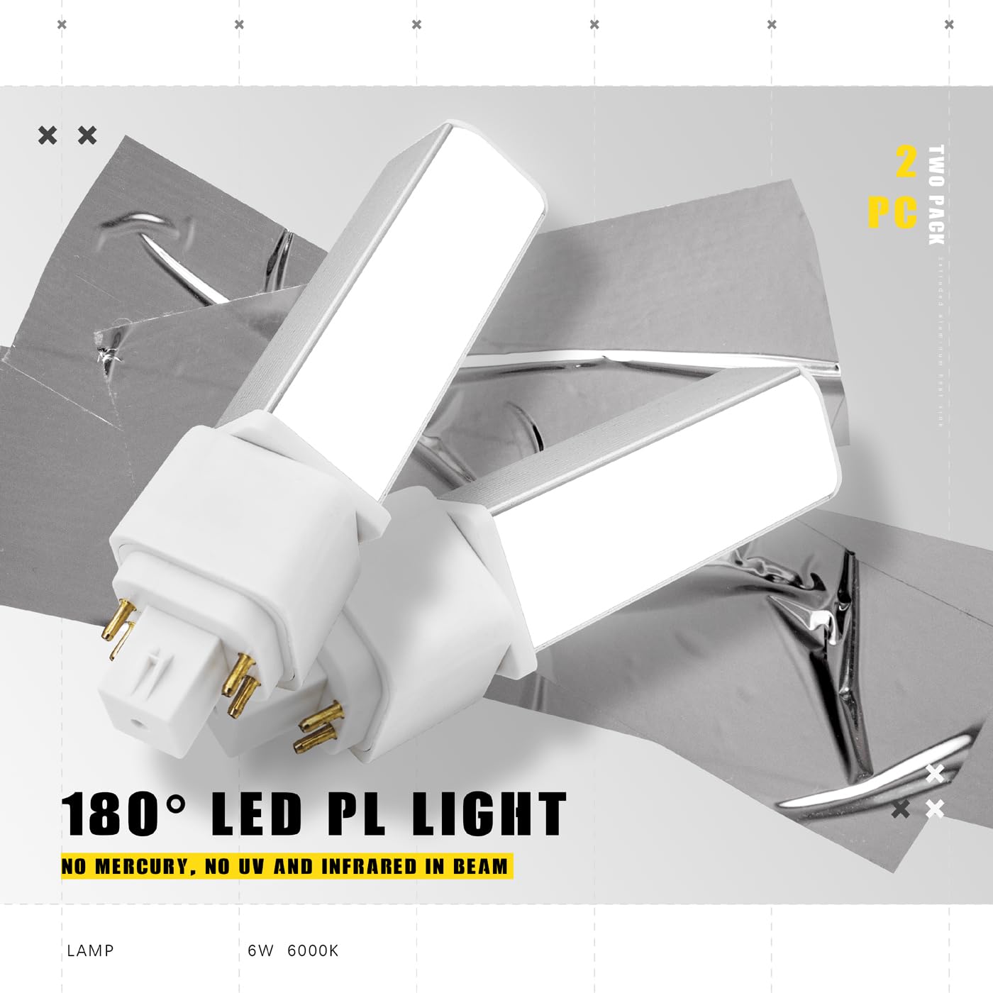 QLEE Gx24q 4 Pin LED Light Bulb Retrofit GX24 LED PL-C Recessed Lamp Replacement Fluorescent G24q-1 13W G24q-2 Gx24q-3 660 Lm 314° Rotate Recessed