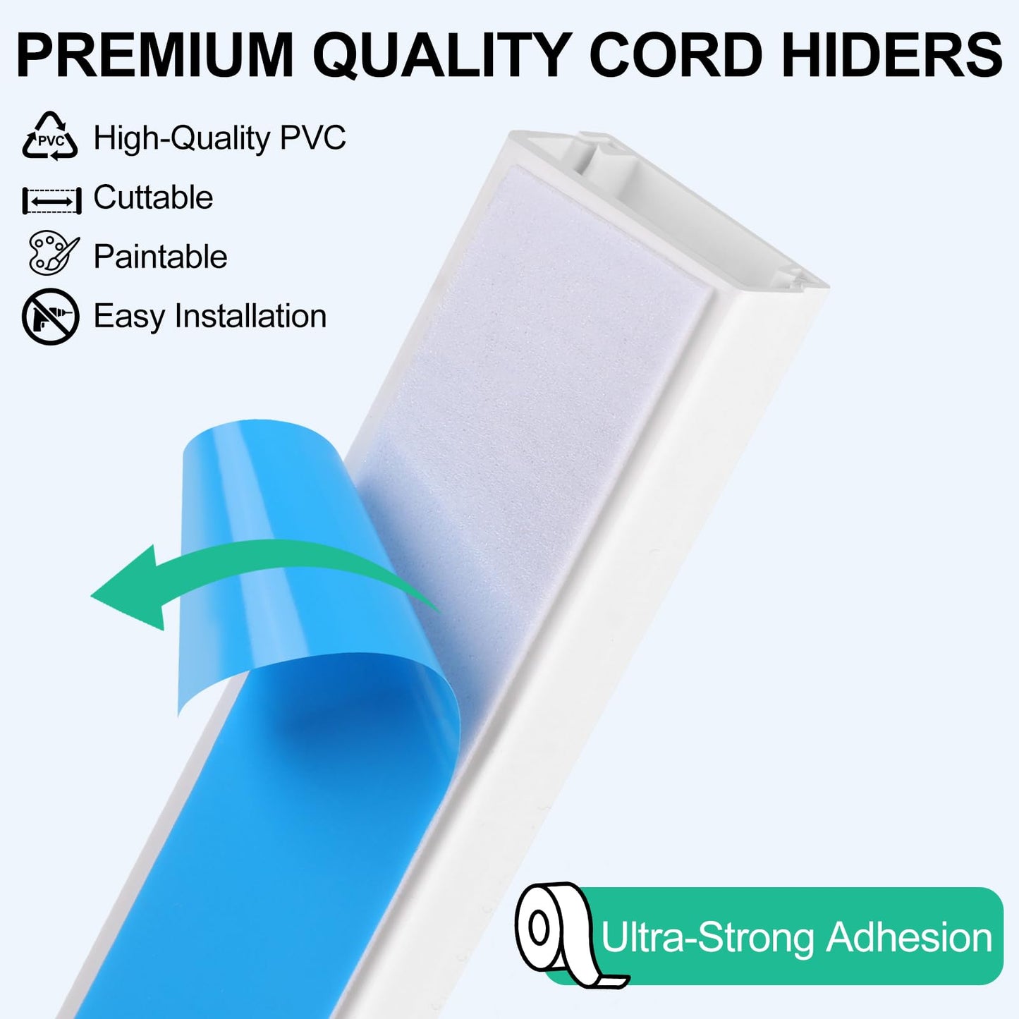 Rindion Cord Hider, 85.2in TV Cable Hider, Cord Covers for Wires on Wall, Wire Covers for Cords on Wall, Self-Adhesive Wire Hider for TV on Wall Cable