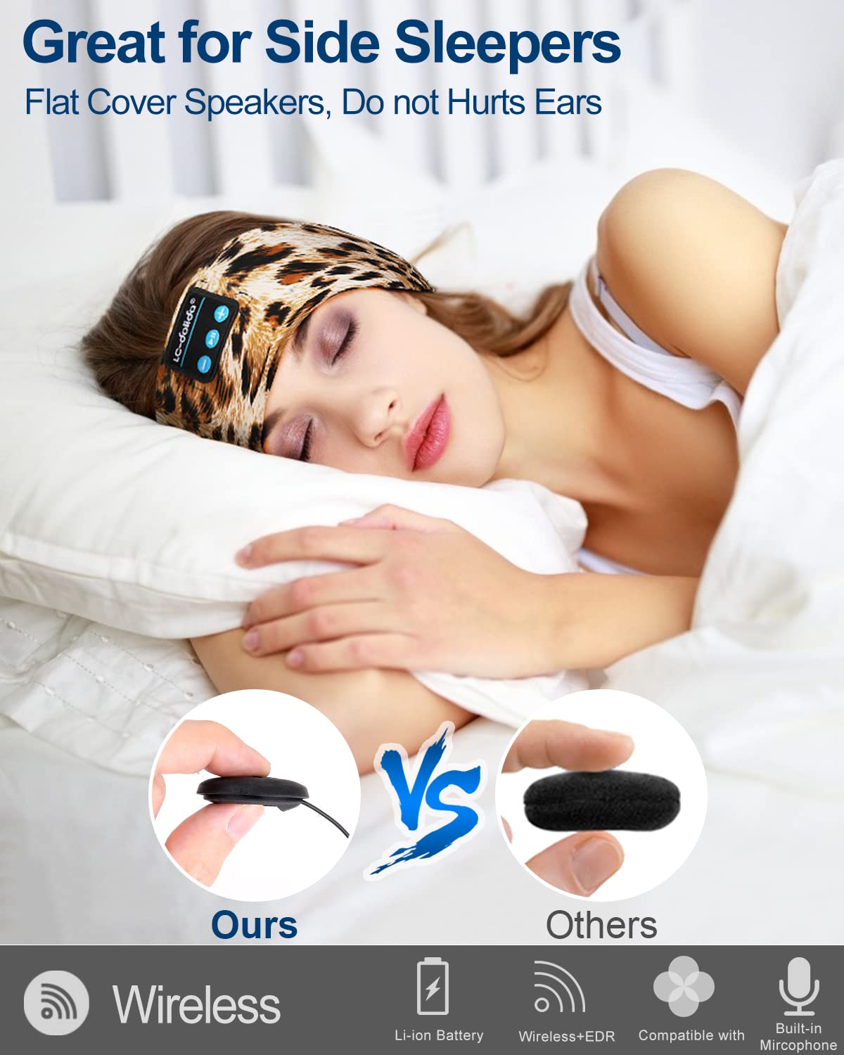 LC-dolida Sleep Headphones Bluetooth, Sleep Headphones Sleep with Thin HD Stereo Speakers Perfect for Side Sleepers, Sport, Yoga, Travel Best Gift…