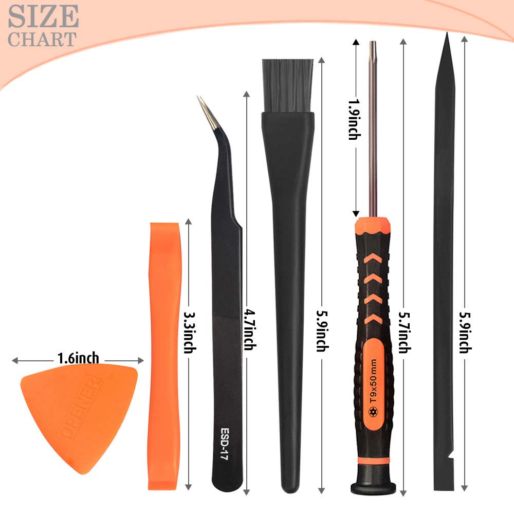 Cleaning Repair Tool Kit for PS4 PS5, TECKMAN TR9 Torx Security Screwdriver with PH00 PH0 PH1 Phillips Screwdriver Set for Sony Playstation 4,5