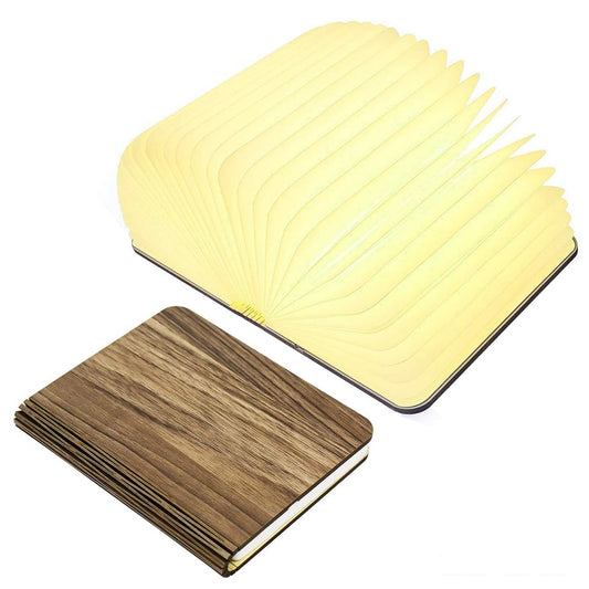 Ochangqi Wooden Book Light, Novelty Folding Book Lamp, 3 Colors Folding Night Light, Portable Desk Light USB Rechargeable Wooden Table Lamp Magnetic