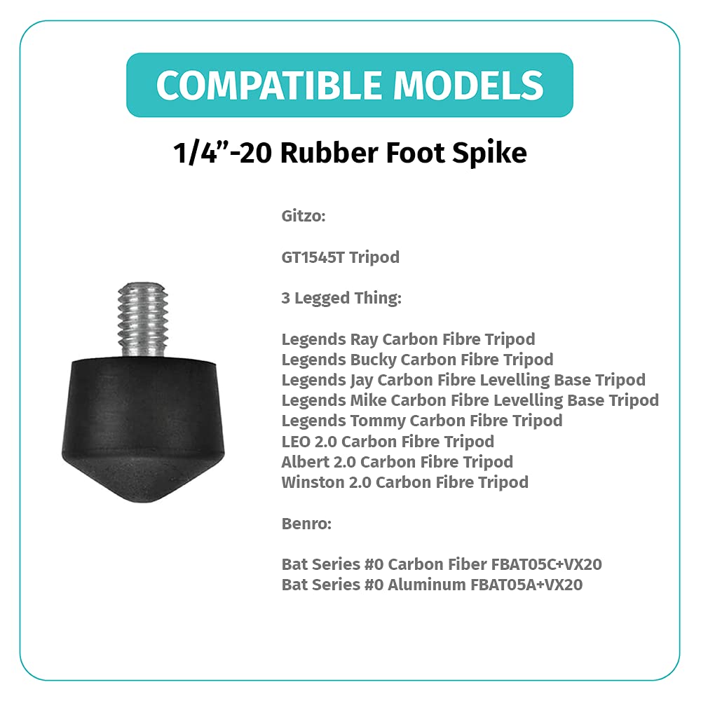 Foto&Tech 3 Pieces Universal Anti Slip Rubber Tripod Feet Compatible with Benro Gitzo Induro Kingjoy Manfrotto, Thread Tripod Foot Replacement