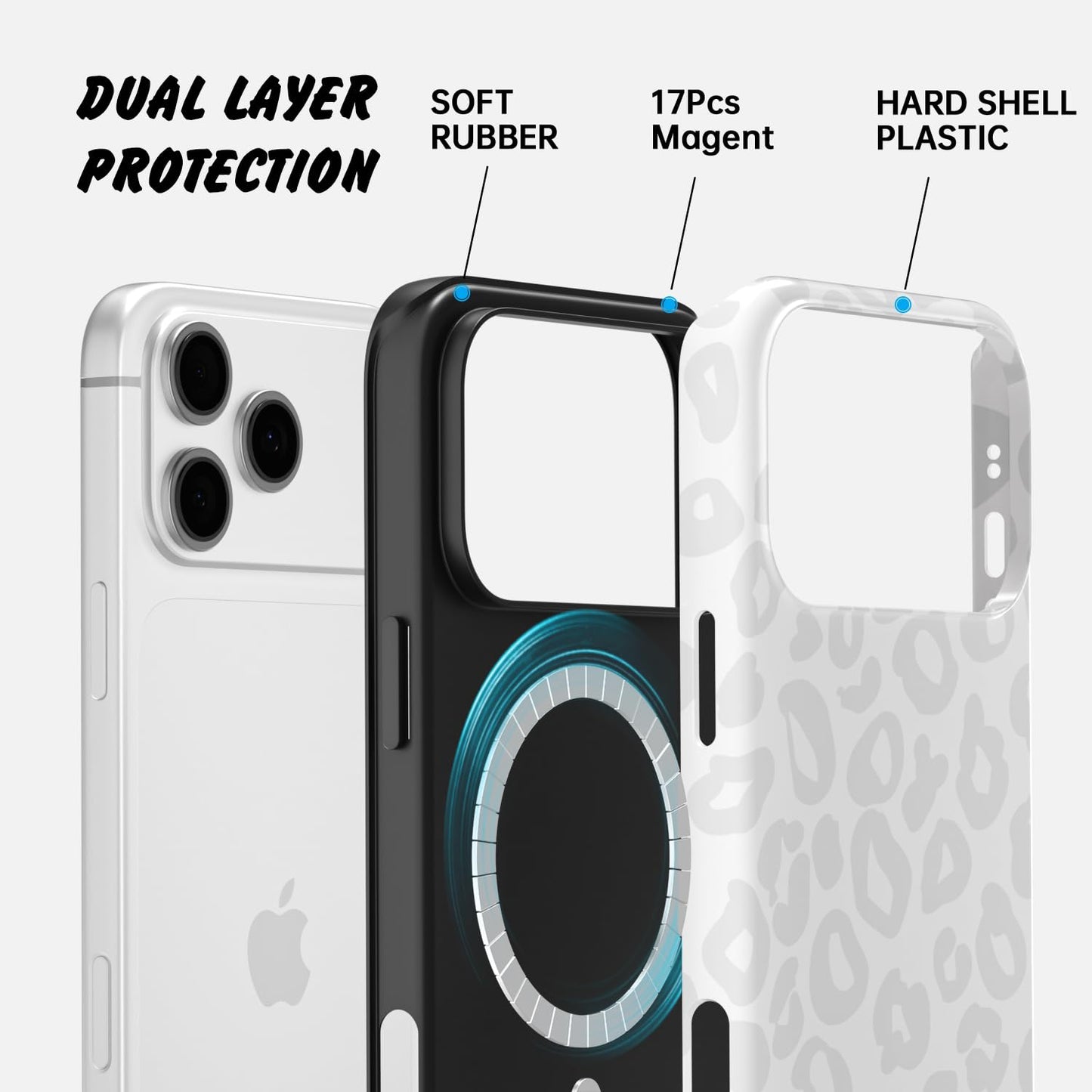 Svanove Cheetah Print Phone Case for iPhone 17 Pro Max Case with Magnetic Phone Grip, Cute Girly Leopard Case Compatible with Magsafe Phone Holder