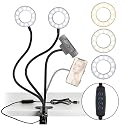NexiGo 3.5 Inch Dual Selfie Ring Light with Moible Phone & Webcam Holder, 3-Light Modes, 10 Brightness Levels, LED Ringlight with Tripod Stand