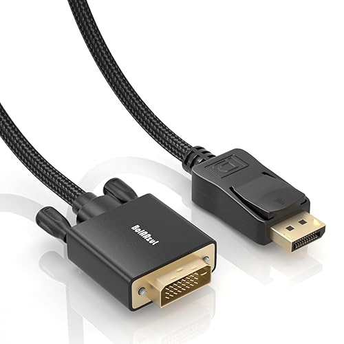BolAAzuL DisplayPort to DVI Cable 3ft, Braided Displayport to DVI-D Male Single-Link Converter Cable 1080P DisplayPort DP Male to DVI Male Adapter