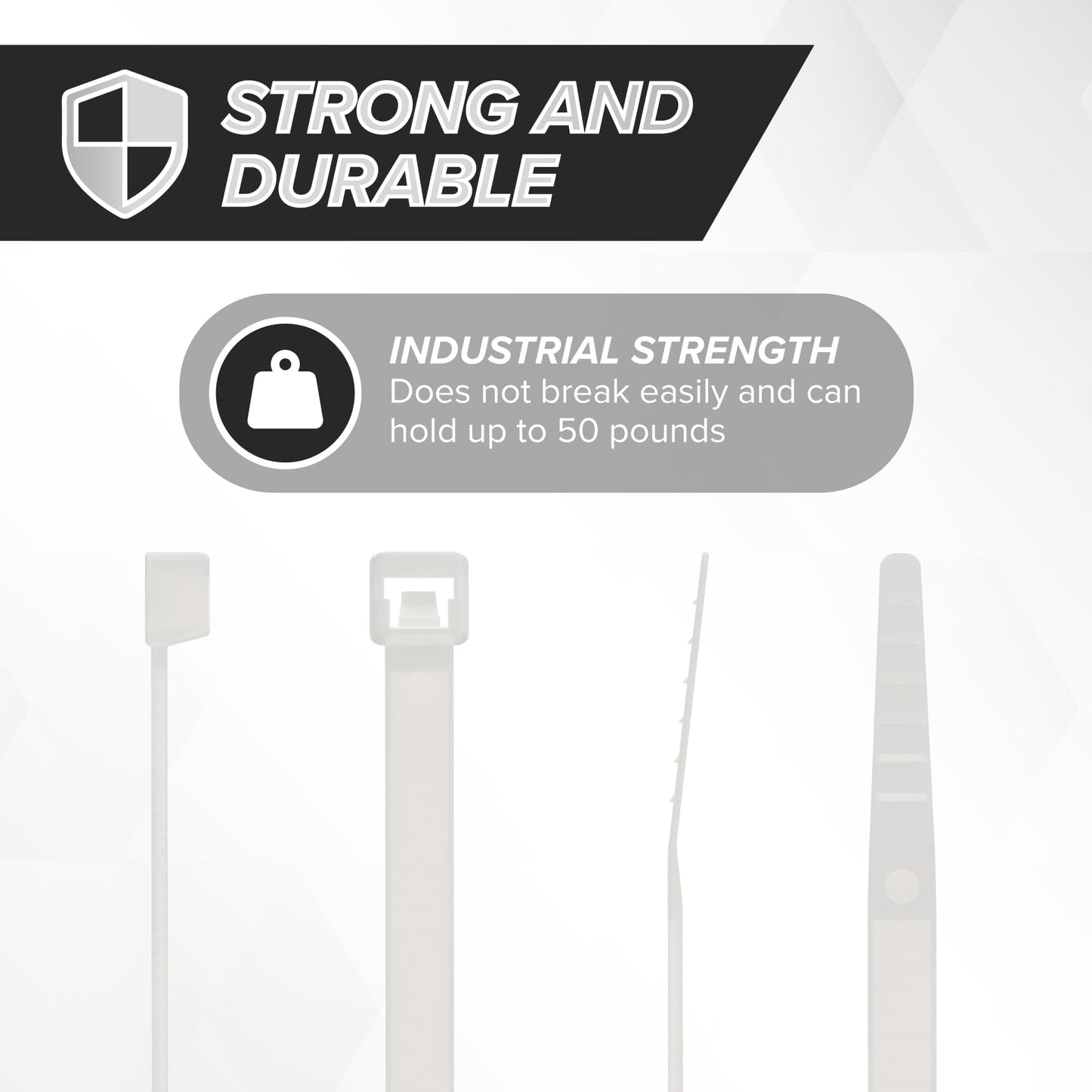 THE CIMPLE CO 7-Inch Zip Ties - Indoor/Outdoor Cable Ties for Cord and Wire Management, No Tools Needed - Strong Nylon Cable Holders 7 IN, 100 Pack