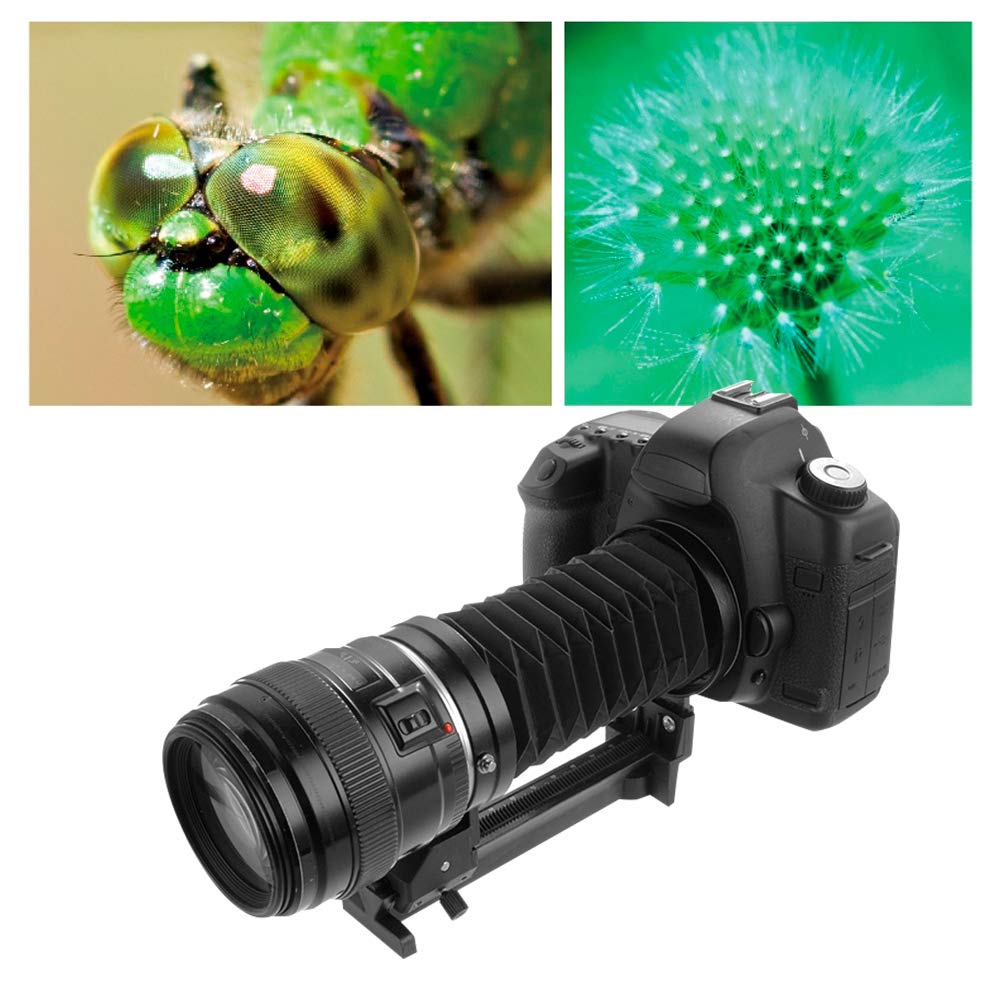 Macro Bellow, Aluminium Alloy Macro Camera Extension Bellows Straight Grain and Gear Focusing Rail Track, Macro Close Up Bellows Camera Extension