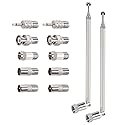 2pcs FM Antenna Telescopic 75 Ohm Screw F Male Plug Antenna with PAL BNC 3.5mm Jack Connector Adapter FM Radio Antenna for AV Stereo Receiver Home
