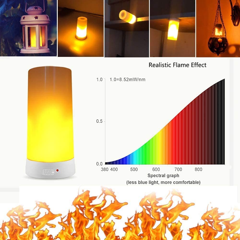 Artermy LED Flame Effect Light,2 Pack Light Bulbs,USB Rechargeable led Flame Light with Remote & Timer,Realistic Dancing LED Flickering Wick, Magnetic