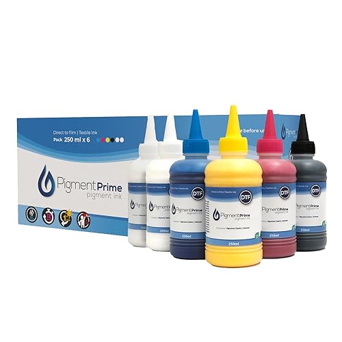 WIPRIME DTF Ink Premium 6 x 250 ml Heat Transfer Ink kit for Conversion Refill for Print Head L1800, R2400, L800, 1430, P400, P800, R2000, XP-15000