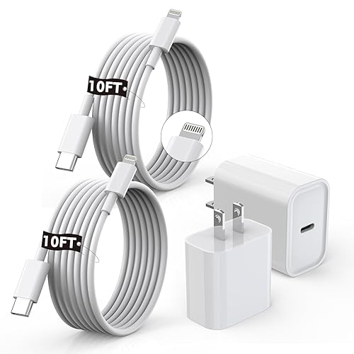 [Apple MFi Certified]10FT Fast iPhone Charger,Extra Long Apple Charger Fast Charging 2Pack USB C Charger Block Plug + 10Foot Lightning Cable Cord…