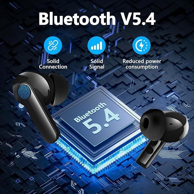 Wireless Earbuds Bluetooth 5.4 Headphones, 2025 Hi-Fi Stereo Bass Ear Buds, 4 ENC Noise Cancelling Mic 48Hrs in-Ear Earphones IPX7 Waterproof Sport