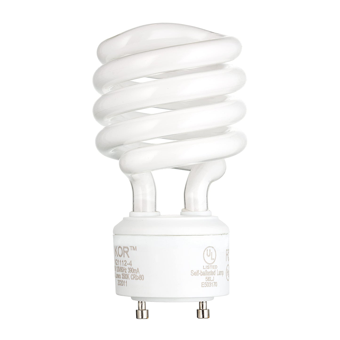 KOR GU24 Base CFL Bulbs, 23W 100W Equivalent, 5000K Bright White, 4-Pack