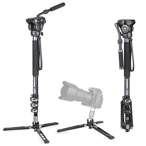 Professional Video Monopod Kit-INNOREL VM70K Including CNC Aluminum Fluid Head, Removable Tripod Base and Flexible Monopod Stand