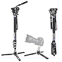 Professional Video Monopod Kit-INNOREL VM70K Including CNC Aluminum Fluid Head, Removable Tripod Base and Flexible Monopod Stand