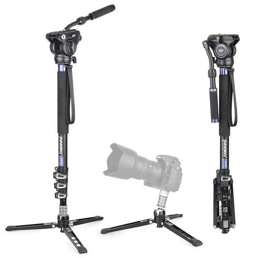 Professional Video Monopod Kit-INNOREL VM70K Including CNC Aluminum Fluid Head, Removable Tripod Base and Flexible Monopod Stand