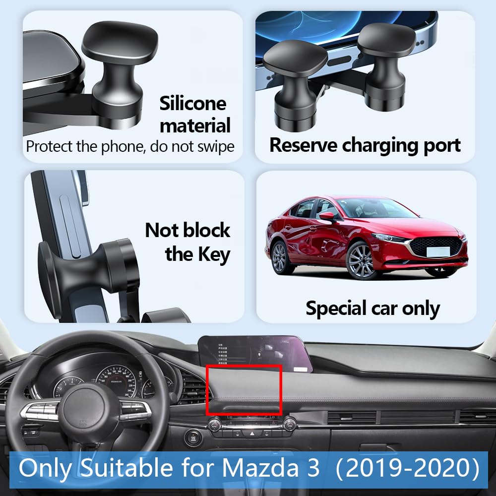 LUNQIN Car Phone Holder Mount for 2019 2020 2021 2022 2023 2024 2025 2026 Mazda 3 Auto Accessories Interior Decoration Mobile Cell Smartphone Bracket