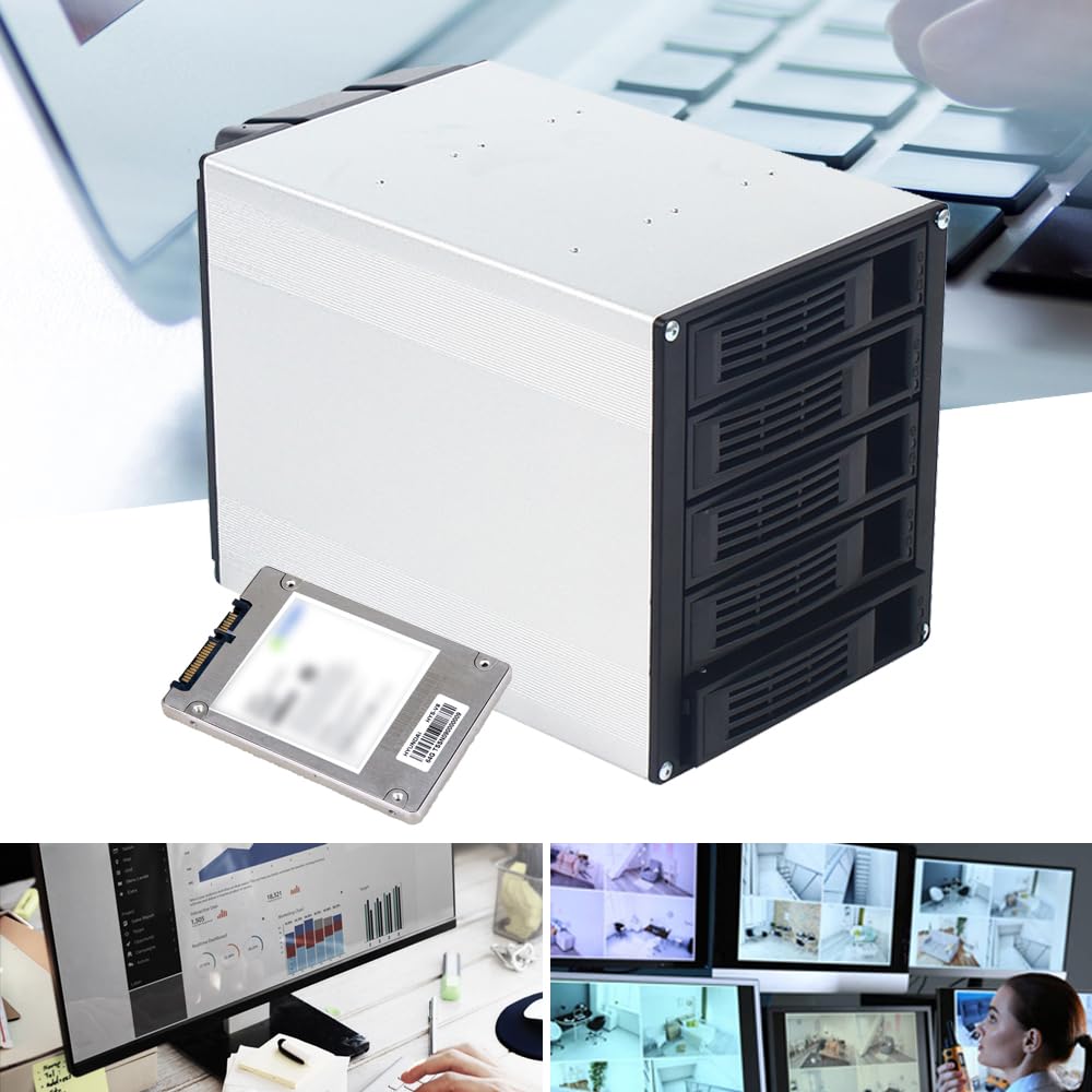 HDD Enclosure Hot Swap Cage, 5 Bay Press-Fit Hard Drive Drawer, Mobile Rack Backplane, for 3 x 5.25 Drive Bays 5X SATA 3.5"/ 2.5" SAS HDD
