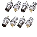 BNC Female Jack Bulkhead Solder Panel Mount Insulated Coax Rf Connector, Pack of 8