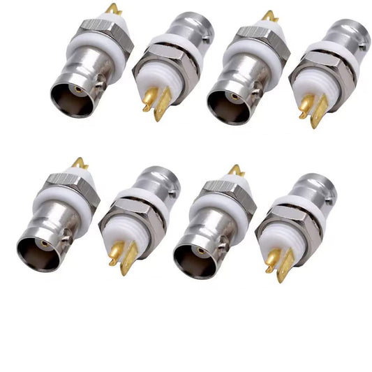 BNC Female Jack Bulkhead Solder Panel Mount Insulated Coax Rf Connector, Pack of 8
