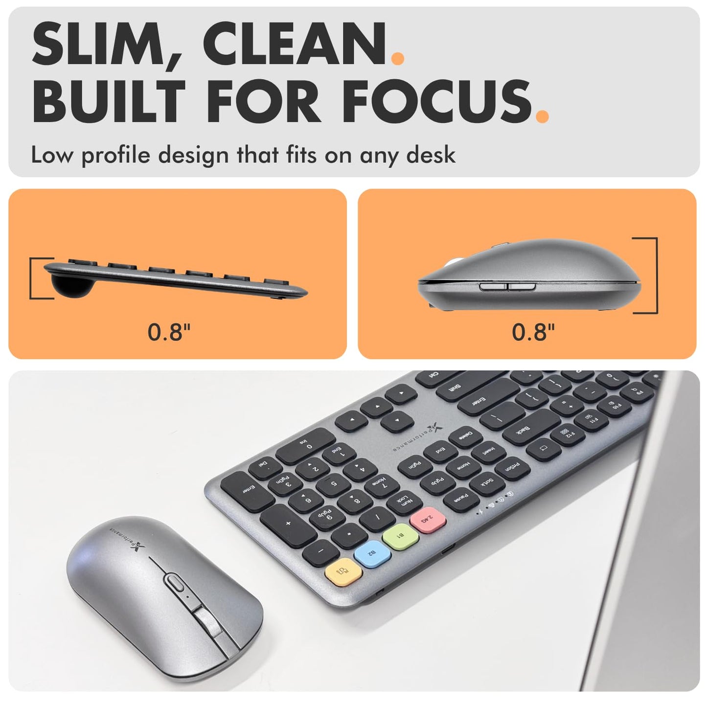 X9 Bluetooth Keyboard and Mouse Combo (Bluetooth, 2.4Ghz, USB C Wired) - Slim Wireless Rechargeable Keyboard and Mouse, Multi-Device Keyboard