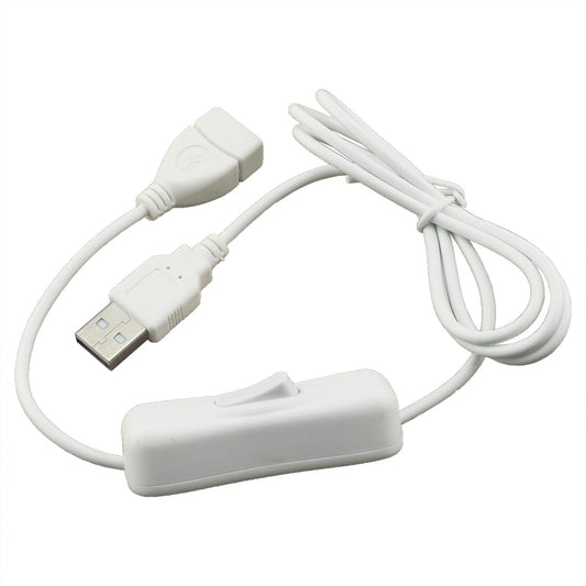 ZRM&E USB Extension Cable with Switch 28AWG White USB Male to Female Extension Cable for USB Headset, Data Transmission, Small Electrical Appliances