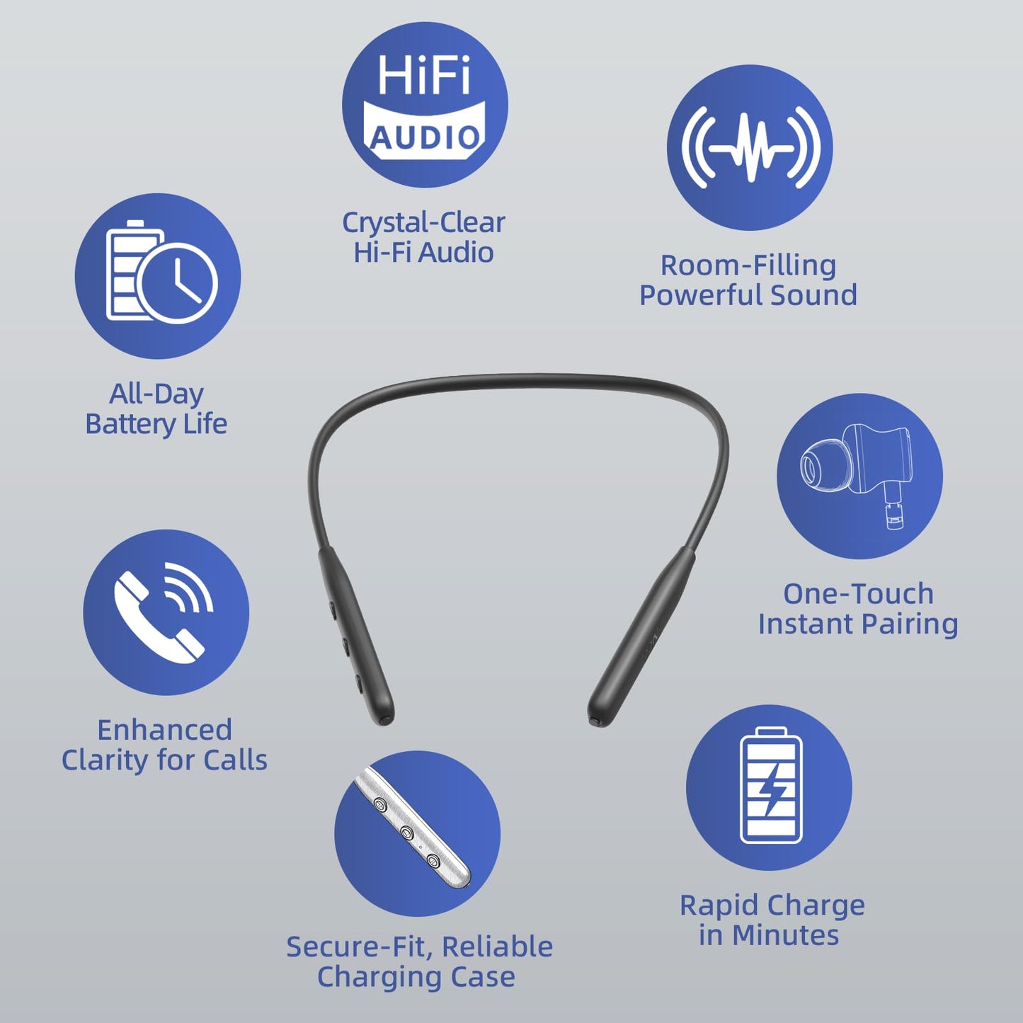 CXPSUE Neckband Earbuds Bluetooth with Stereo Sound,Headphones Wireless with 60 Hours Playtime,Wireless Headphones,Ear Buds Wireless Bluetooth Earbuds