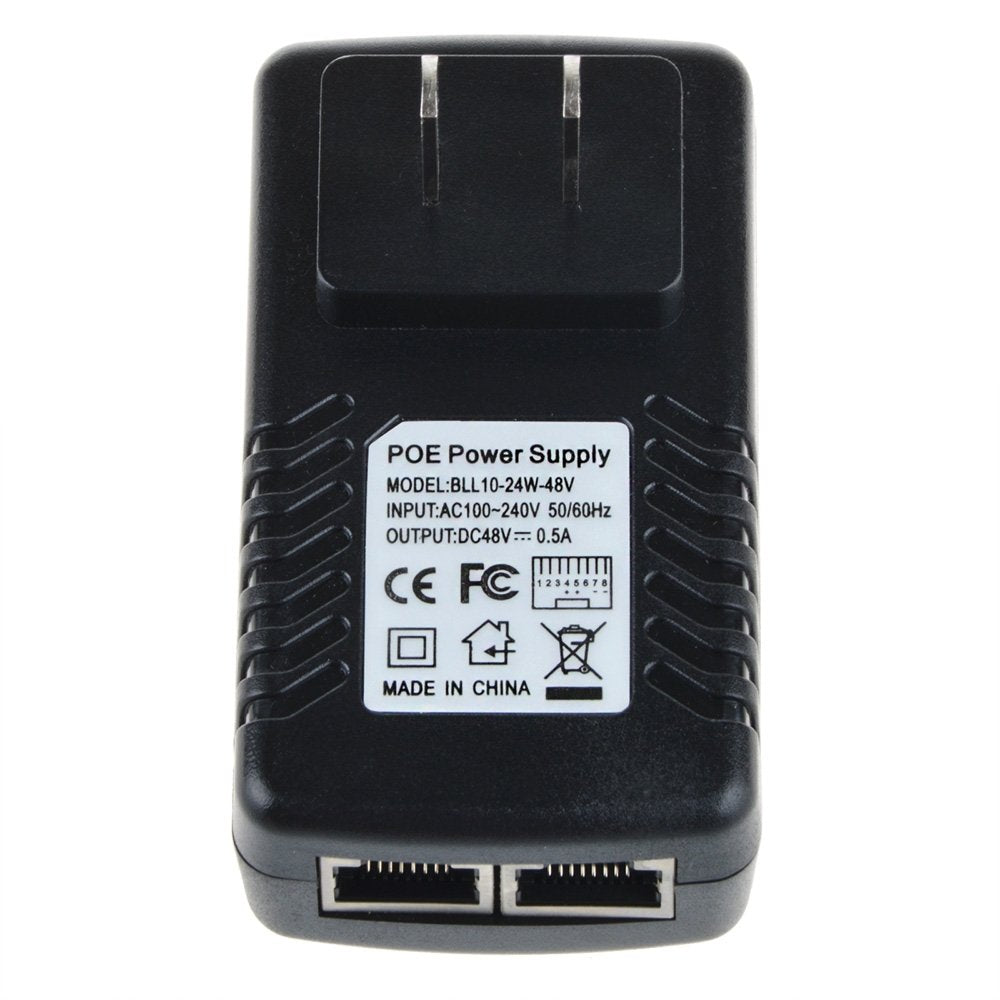 SLLEA 48V-0.5A Wall Plug POE Injector Ethernet Adapter IP Phone/Camera Power Supply US