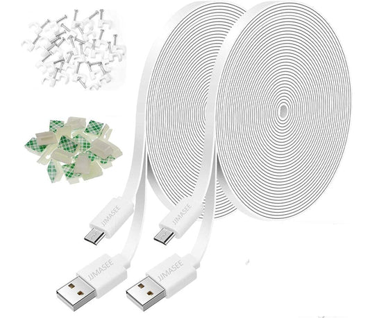 JJMASEE 2Pack 20FT Power Extension Cable for Wyze Cam V3/V4/OG/V3 Pro,Arlo Essential,Eufy,SimpliSafe,Blink,Blink Mini Pan(Not for Wyze Pan v3)