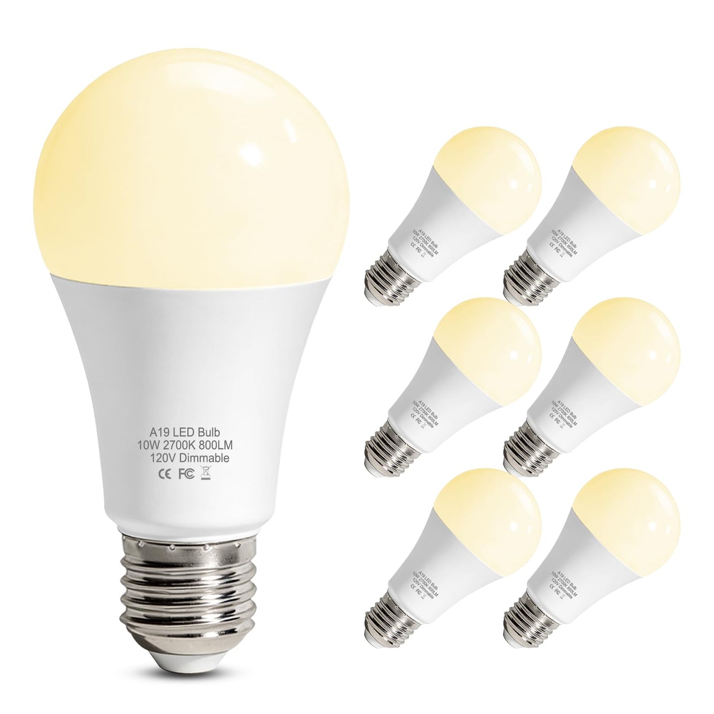 LEDBEFINE Dimmable LED Light Bulbs 60 Watt Soft White 2700K A19 Standard Light Bulb E26, Energy Efficient 10W 800 Lumens, 20,000 Hour