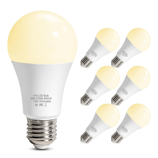 LEDBEFINE Dimmable LED Light Bulbs 60 Watt Soft White 2700K A19 Standard Light Bulb E26, Energy Efficient 10W 800 Lumens, 20,000 Hour