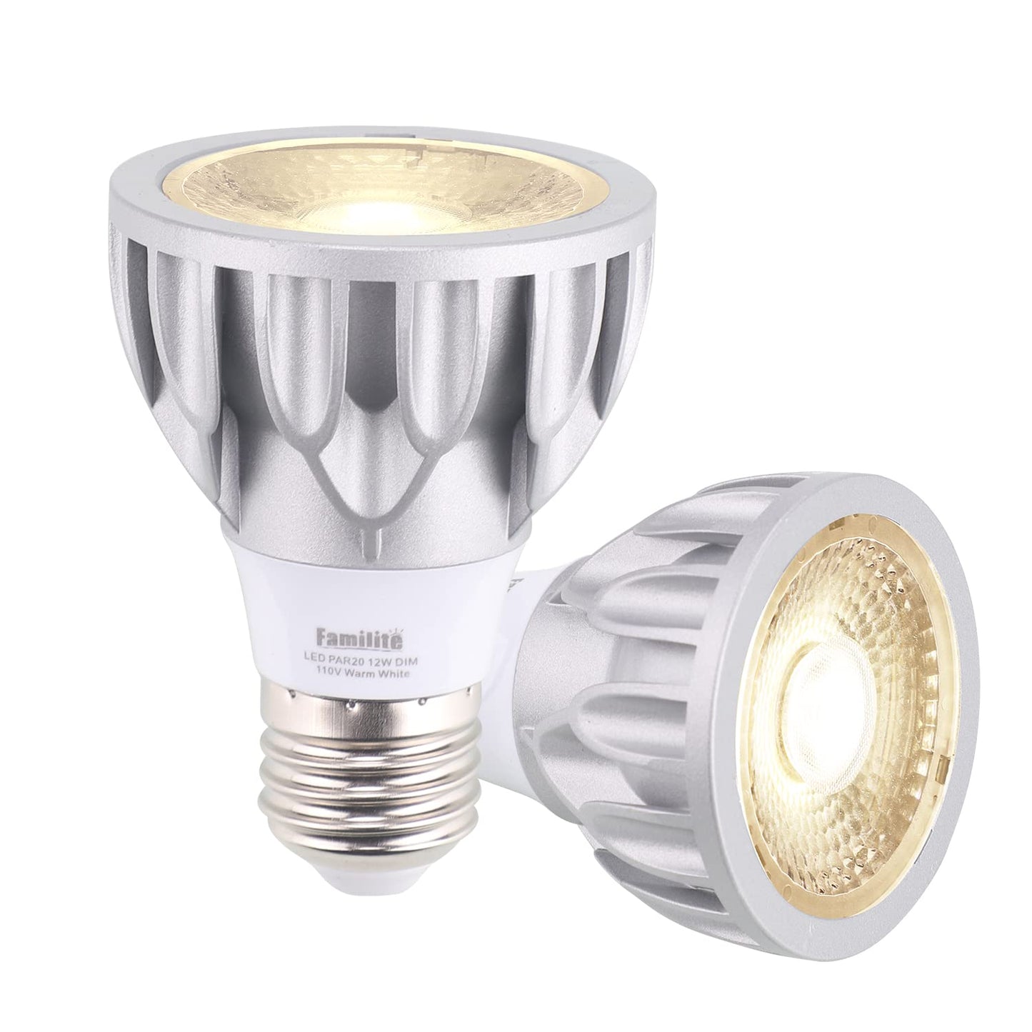 Familite PAR20 LED Bulbs, 12W Dimmable Spot Light, 100W Halogen Equivalent, 36° Narrow Beam Angle, 4000K Natural White, E26 Medium Base for 4’ Cans