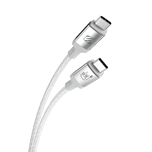 Scosche CC4B4WT StrikeLine USB4, 4FT USB-C to USB-C Charging Cable with 240W Fast Charging and 40Gbps Data Transfer, Cord Compatible with Thunderbolt…