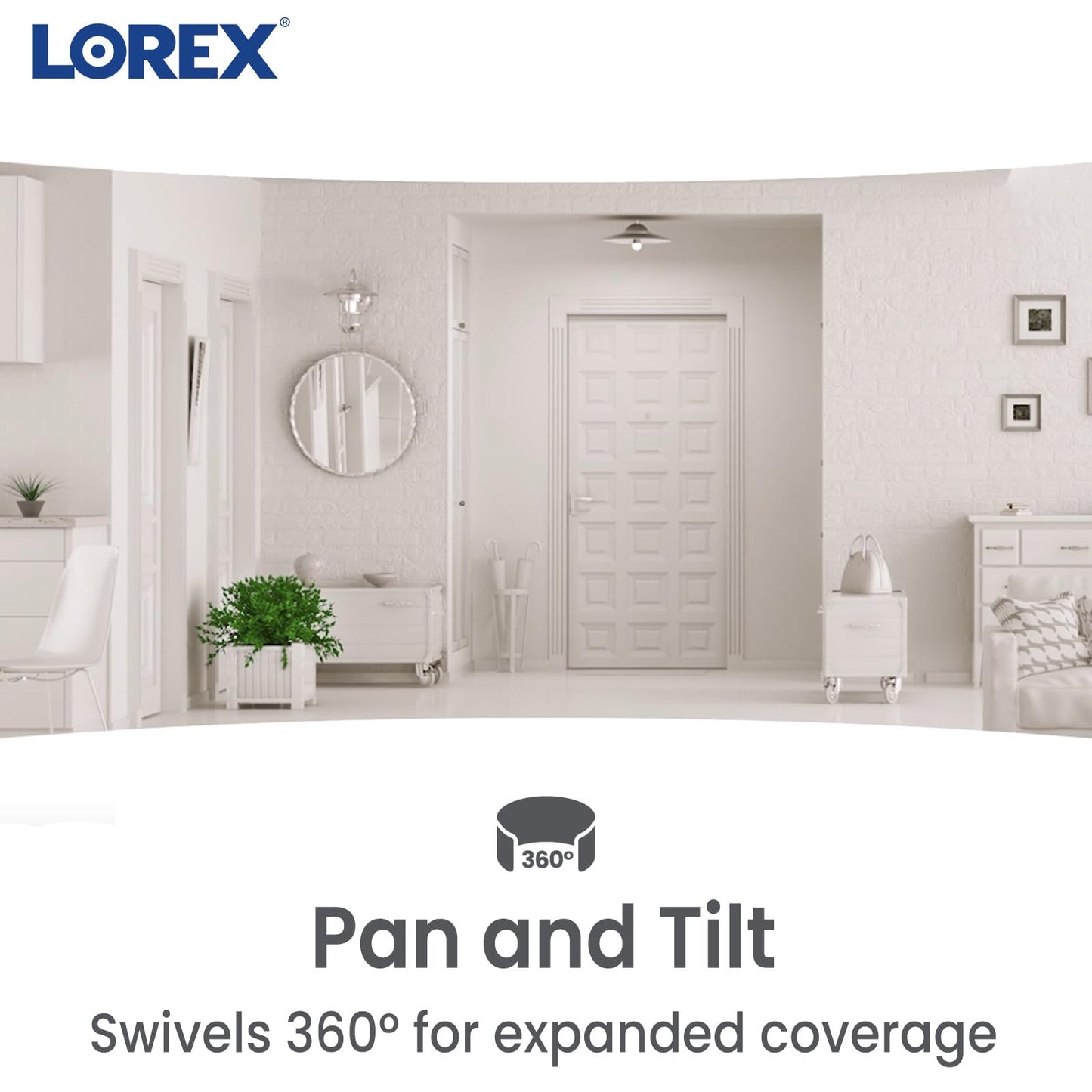 Lorex Pan & Tilt Indoor Wi-Fi Security Camera | 360° Pan & Tilt | Person Detection | Two-Way Talk | Person Detection | IR Night Vision | No Monthly