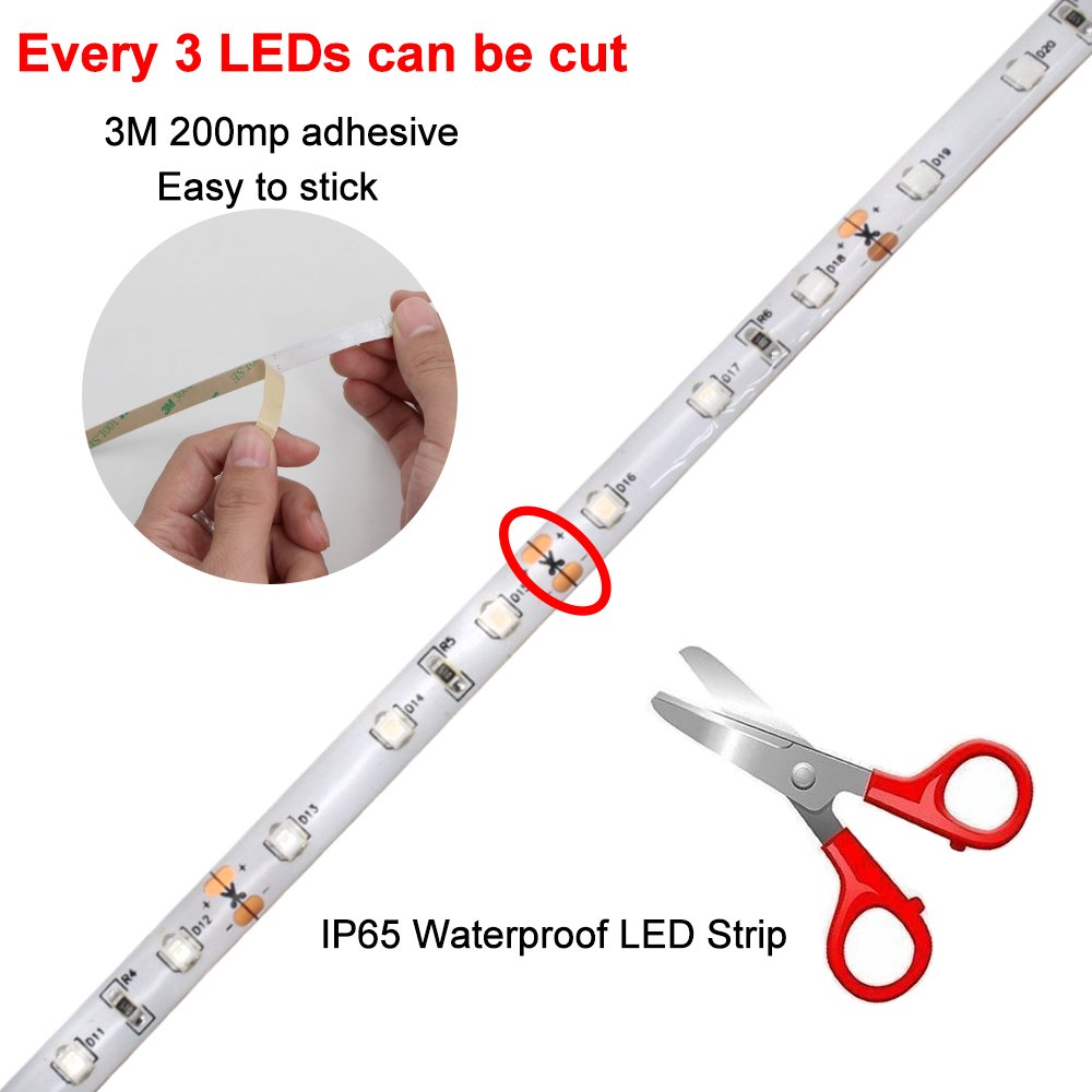YGS-Tech Super Bright 24 Watts UV Black Light LED Strip, 16.4FT/5M 3528 300LEDs 395nm-405nm Waterproof IP65 Blacklight Night Fishing implicitly Party