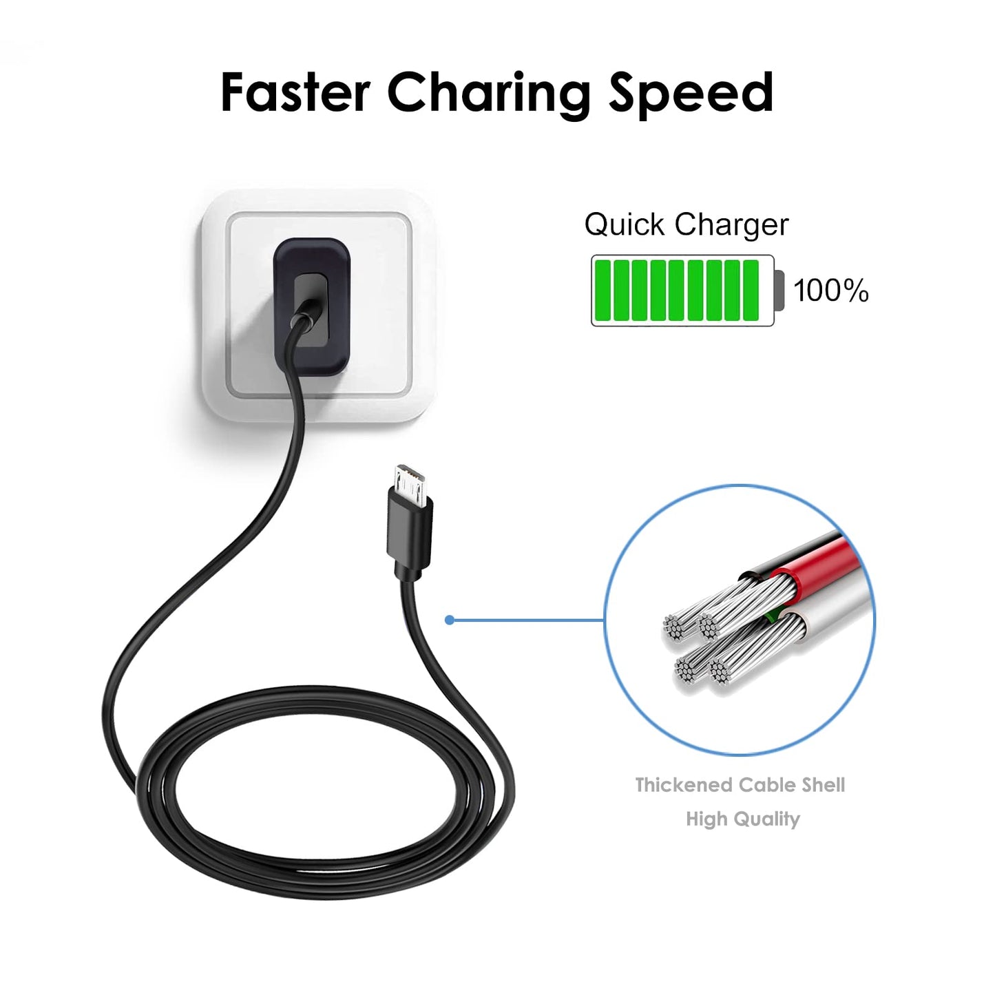 Charger Mirco USB Charging Cable Compatible with Alcatel Go Flip, Go Flip 3, Go Flip V,Alcatel Cingular Flip 2/3, MyFlip, QuickFlip, Smartflip 4052r