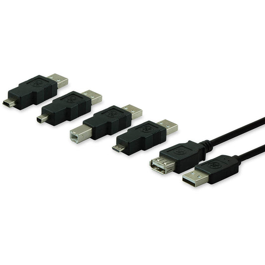 GE Universal USB 2.0 Adapter Kit, 6ft. A Male to A Female Extension Cable, 4 Adapters Included: A Male to B Male, 4 Pin, 5 Pin, A Male to Micro USB