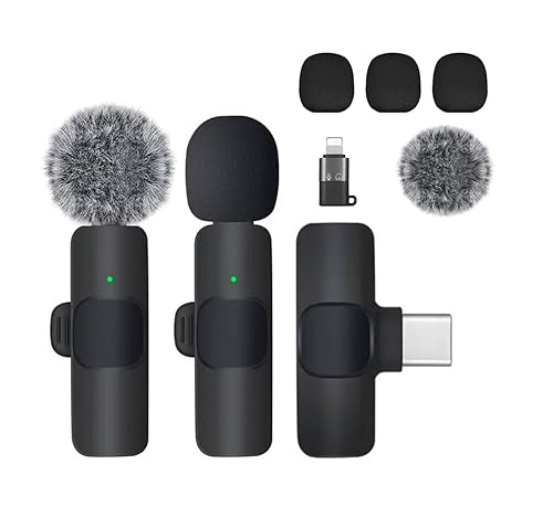 TARSIUN 2 Pack mini Updated Model Wireless Professional Lavalier Microphone for Android, iPhone, iPad, Laptop, Interview, Live Streams, Video
