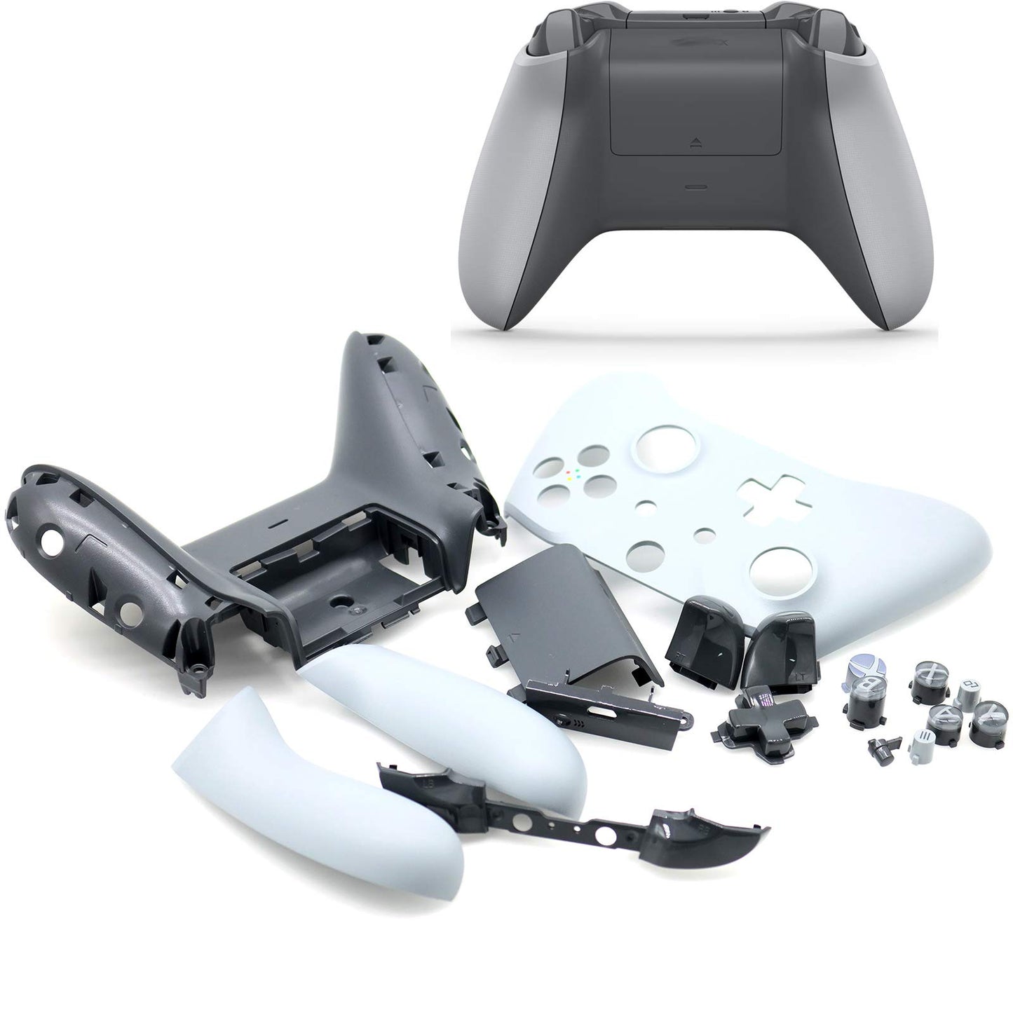 Deal4GO Full Housing Shell kit with Full Button Set Thumbstick Replacement for Xbox One Wireless Controller 1708 Grey/Green