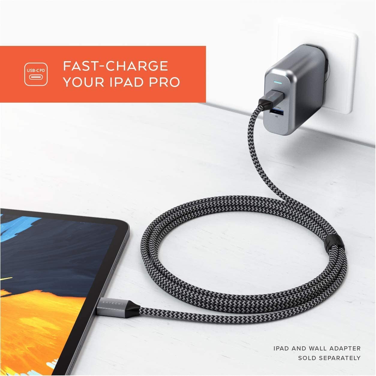 Satechi USB C to USB C Cable 100W, 6.5ft/2m, for iPhone 17 to 15 Series, iPad Air/Pro, MacBook Air/Pro, Galaxy S25, Android, Windows