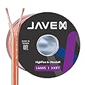JAVEX 14-Gauge AWG Audio Speaker Wire Cable (100 FT), [OFC Oxygen-Free Copper] Thin Flat Cable for Automotive Car Stereo Audio, HI-FI Stereo, Home