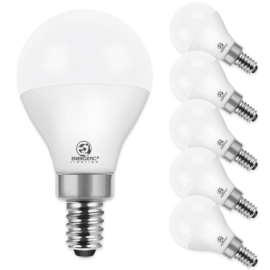 Energetic A15 LED Light Bulb, E12 Base Candelabra Base Chandelier Light Bulb, 5.5W(60w Equivalent),550 Lumen, 3000K Warm White, Non-Dimmable Ceiling