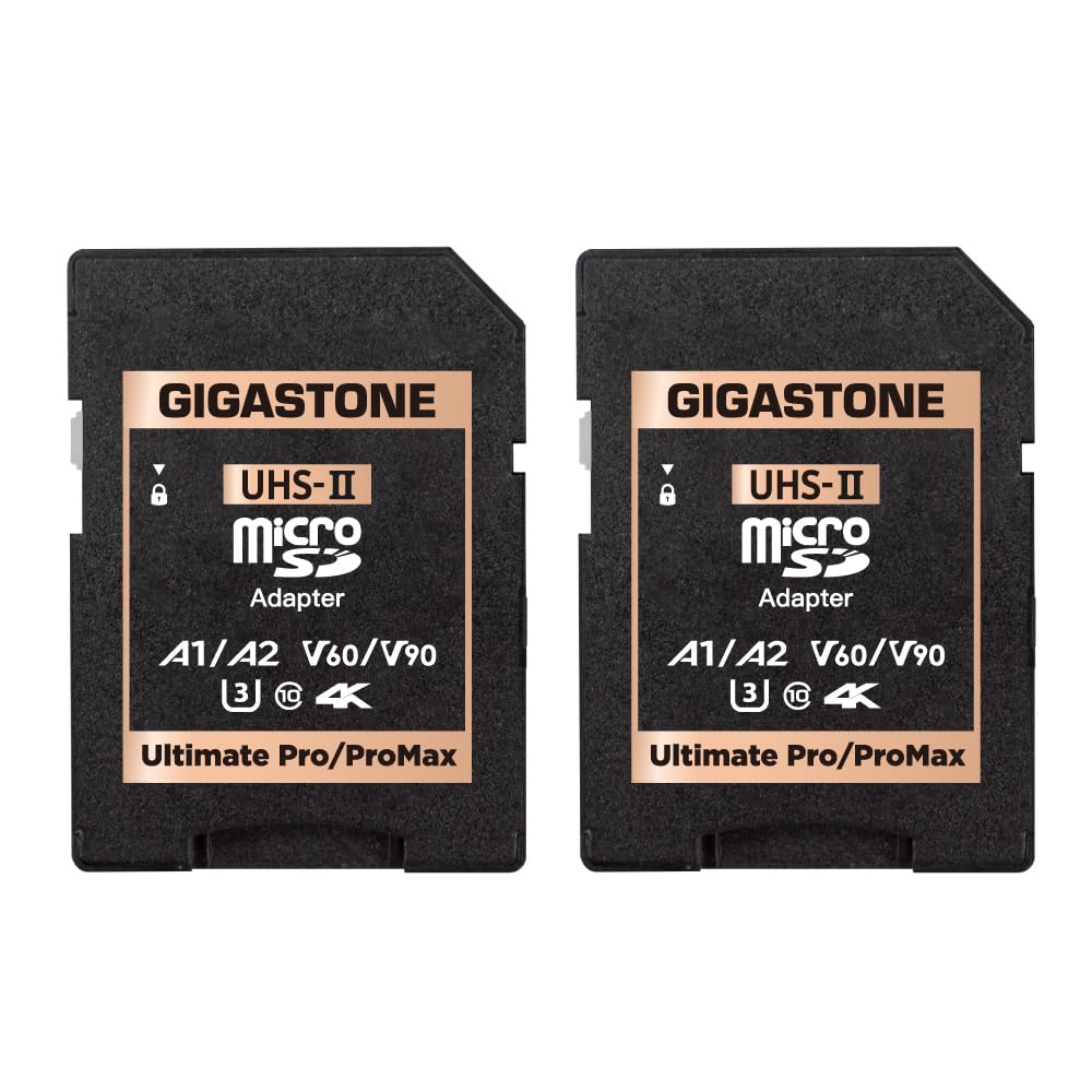 GIGASTONE UHS-II MicroSD to SD Memory Card Adapter, Camera Ultimate UHS-II Adapter 2-Pack