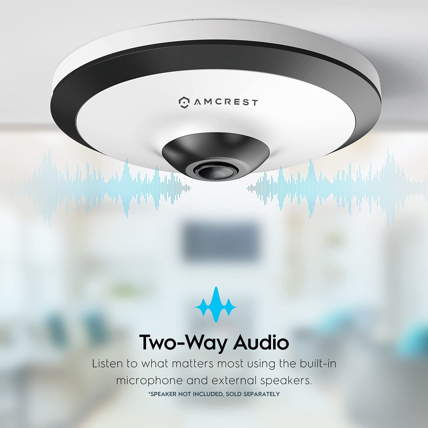 Amcrest Fisheye IP POE Camera, 360° Panoramic 5-Megapixel POE IP Camera, Fish Eye Security Indoor Camera, IVS Features and People Counting, MicroSD