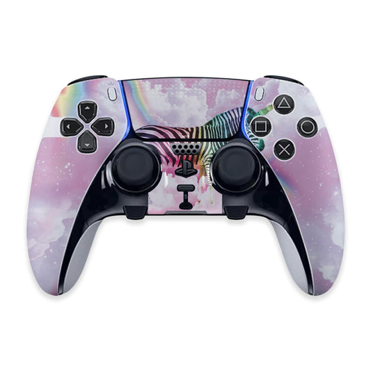 MightySkins Skin Compatible with PS5 DualSense Edge Controller - Rainbow Zebra Heaven | Protective, Durable, and Unique Vinyl Decal wrap Cover | Easy