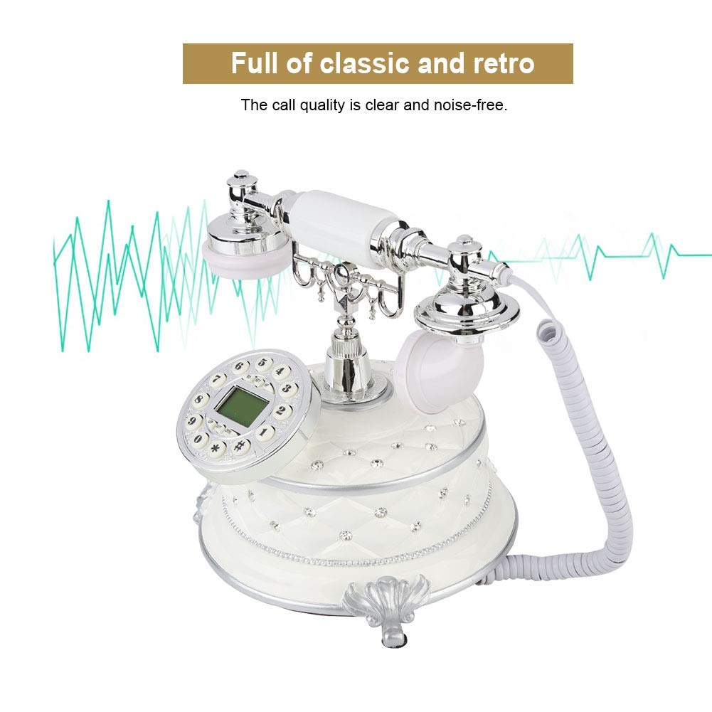 High-end Retro Vintage Telephone,FSK/DTMF Dual System Rotary Dial Antique Landline Phone with LCD Display,Automatic IP and One-Touch Redial