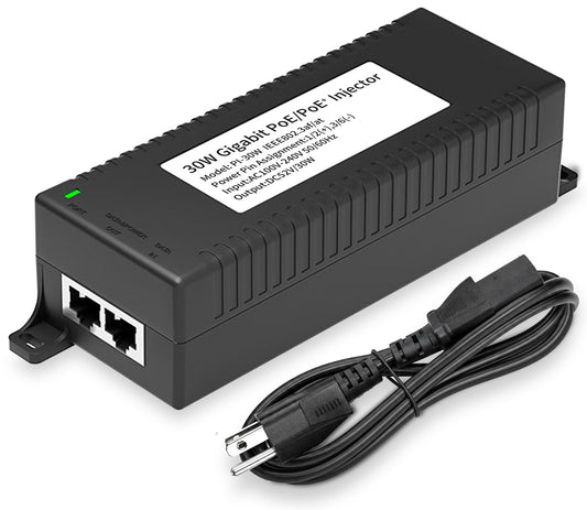 30W Gigabit PoE+ Injector, Active Power Over Ethernet Adapter, 802.3at/af