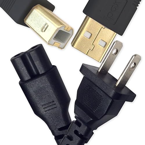 IPax 15ft USB Printer Cable AC Power Cord Compatible with HP Officejet Pro 4650 5740 6830 6968 6978 7740 8210 8216 8600 Plus 8610 8620 8630 8710 8720