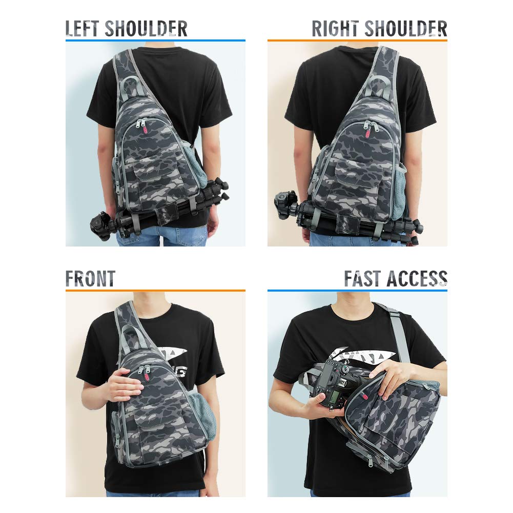 BPAULL Camera Bag Waterproof Camera Sling Backpack with Rain Cover Outdoor Travel Backpack Camera Case for Laptop Canon Nikon Sony Pentax DSLR